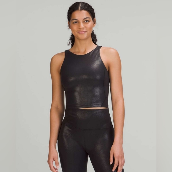 lululemon athletica Tops - NWOT Women Lululemon Align High-Neck Tank Top Radiate Foil Print Black Size 4